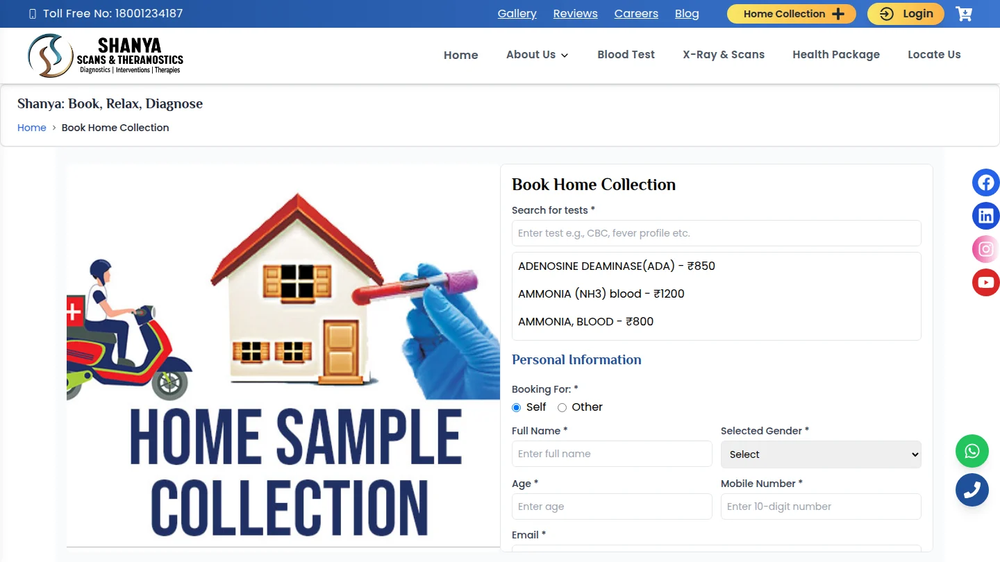 Home sample collection booking