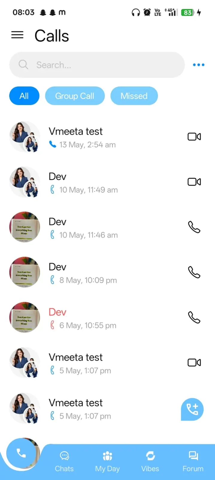 Group call screen